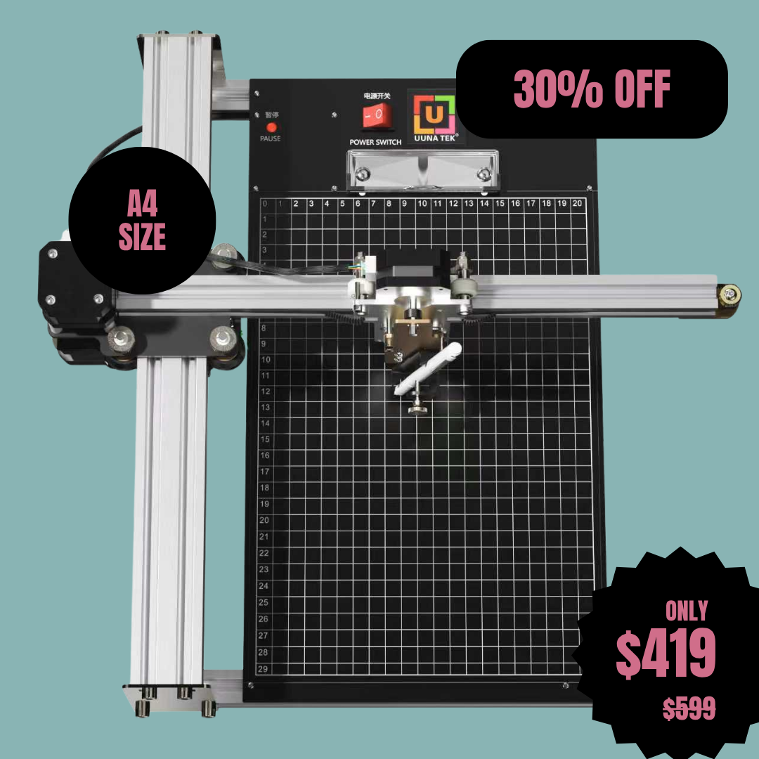 UUNA TEK® iDraw 2.0 - Robot de dessin format A4/Machine à dessiner/Machine à faire les devoirs/Traceur de calligraphie/Robot d'écriture/Traceur à stylo/Graveur laser