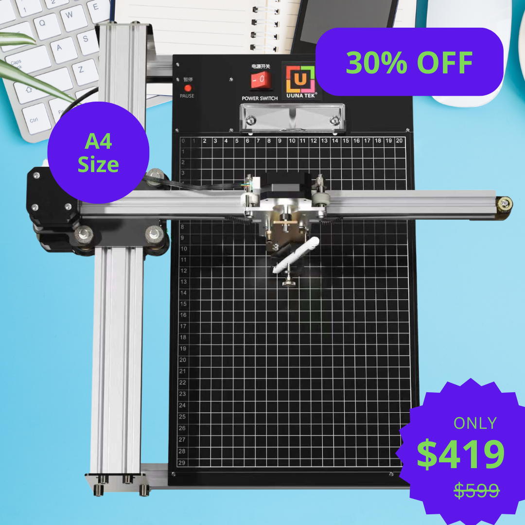 UUNA TEK® iDraw 2.0 - Robot de dessin format A4/Machine à dessiner/Machine à faire les devoirs/Traceur de calligraphie/Robot d'écriture/Traceur à stylo/Graveur laser